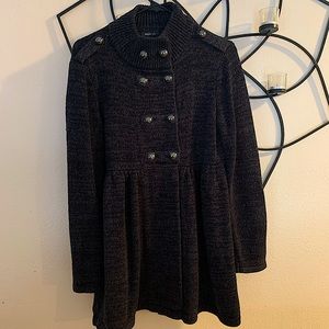 Style & Co knit military button coat